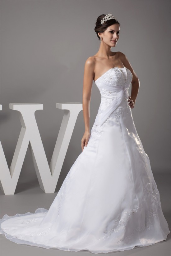 fashionable Strapless Satin Organza A-Line Sweet Wedding Dresses 2030150 fashionable Strapless Satin Organza A-Line Sweet Wedding Dresses 2030150