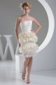 Sheath/Column Knee-Length Ruffles Sleeveless Lace Short Wedding Dresses 2031502