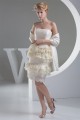 Sheath/Column Knee-Length Ruffles Sleeveless Lace Short Wedding Dresses 2031502