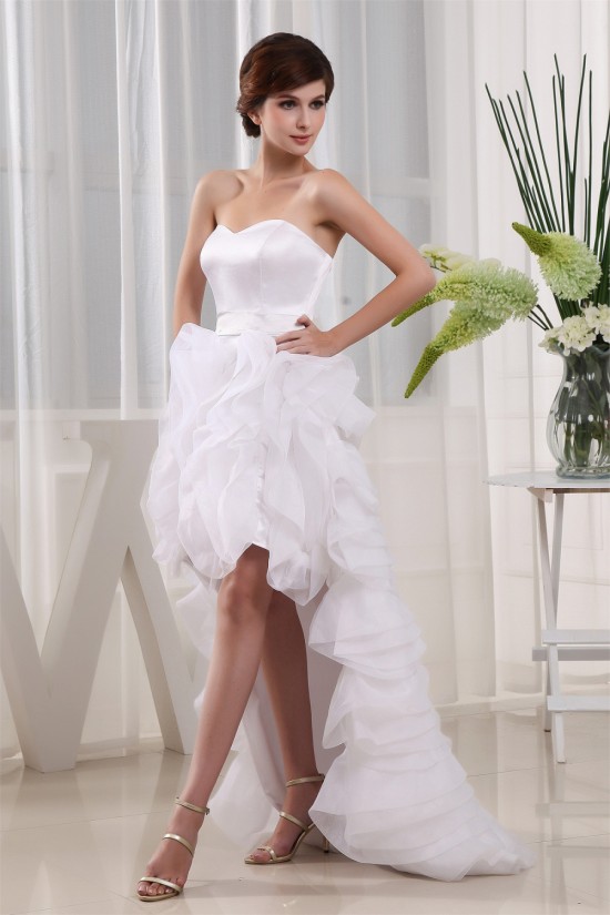 High Low Satin Organza Sleeveless Wedding Dresses 2031503 High Low Satin Organza Sleeveless Wedding Dresses 2031503