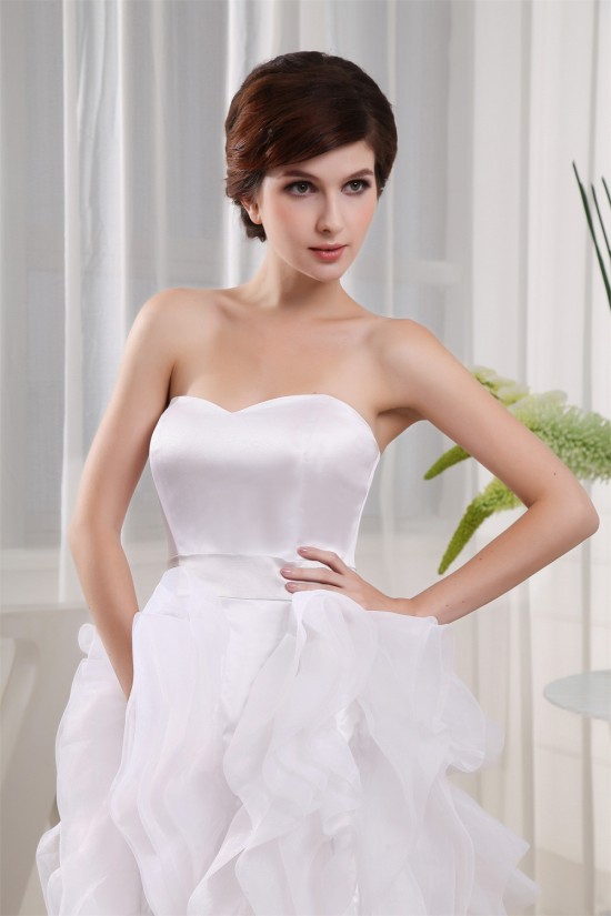 High Low Satin Organza Sleeveless Wedding Dresses 2031503 High Low Satin Organza Sleeveless Wedding Dresses 2031503