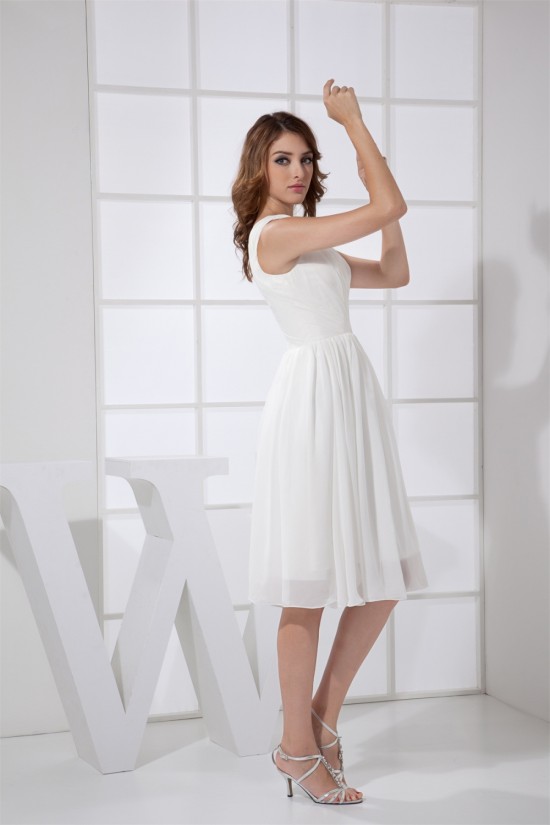 A-Line V-Neck Sleeveless Chiffon Reception Wedding Dresses 2031506