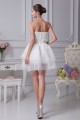 A-Line Satin Fine Netting Strapless Lace Short Reception Wedding Dresses 2031507