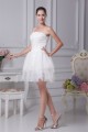 A-Line Satin Fine Netting Strapless Lace Short Reception Wedding Dresses 2031507