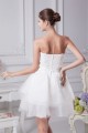 A-Line Satin Fine Netting Strapless Lace Short Reception Wedding Dresses 2031507