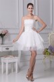 A-Line Satin Fine Netting Strapless Lace Short Reception Wedding Dresses 2031507