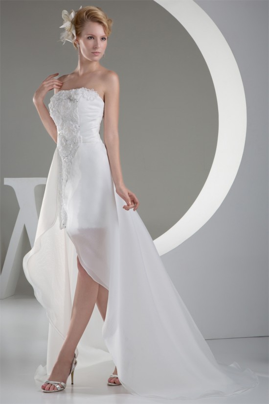 High Low Strapless Chiffon Sequin Reception Wedding Dresses 2031509