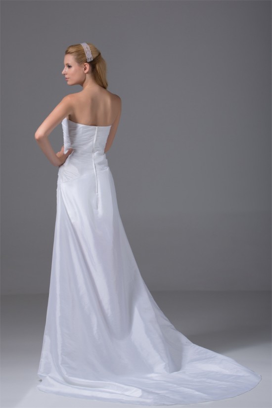 Sleeveless Taffeta Sheath/Column Handmade Flowers Reception Wedding Dresses 2031511 Sleeveless Taffeta Sheath/Column Handmade Flowers Reception Wedding Dresses 2031511