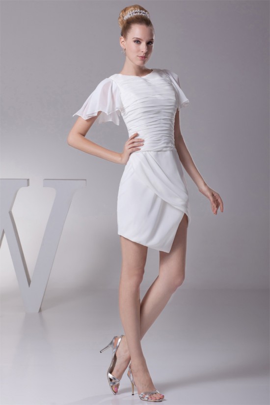 Sheath/Column Chiffon Short Sleeve Sweet Reception Wedding Dresses 2031512 Sheath/Column Chiffon Short Sleeve Sweet Reception Wedding Dresses 2031512