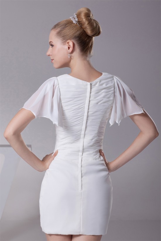 Sheath/Column Chiffon Short Sleeve Sweet Reception Wedding Dresses 2031512 Sheath/Column Chiffon Short Sleeve Sweet Reception Wedding Dresses 2031512