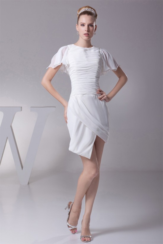Sheath/Column Chiffon Short Sleeve Sweet Reception Wedding Dresses 2031512 Sheath/Column Chiffon Short Sleeve Sweet Reception Wedding Dresses 2031512