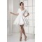 A-Line Short Sleeve V-Neck  Taffeta Lace Short Reception Wedding Dresses 2031517