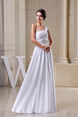 Floor-Length One-Shoulder Beading Sleeveless Wedding Dresses 2030152