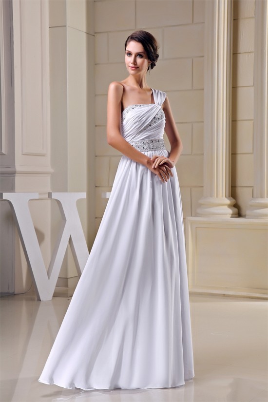 Floor-Length One-Shoulder Beading Sleeveless Wedding Dresses 2030152 Floor-Length One-Shoulder Beading Sleeveless Wedding Dresses 2030152