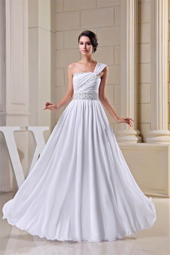 Floor-Length One-Shoulder Beading Sleeveless Wedding Dresses 2030152 Floor-Length One-Shoulder Beading Sleeveless Wedding Dresses 2030152
