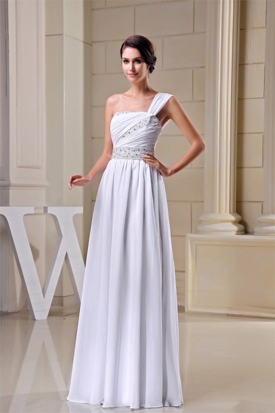 Floor-Length One-Shoulder Beading Sleeveless Wedding Dresses 2030152 Floor-Length One-Shoulder Beading Sleeveless Wedding Dresses 2030152