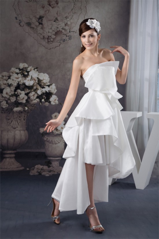 A-Line Strapless Ankle-Length Sleeveless Reception Wedding Dresses 2031521