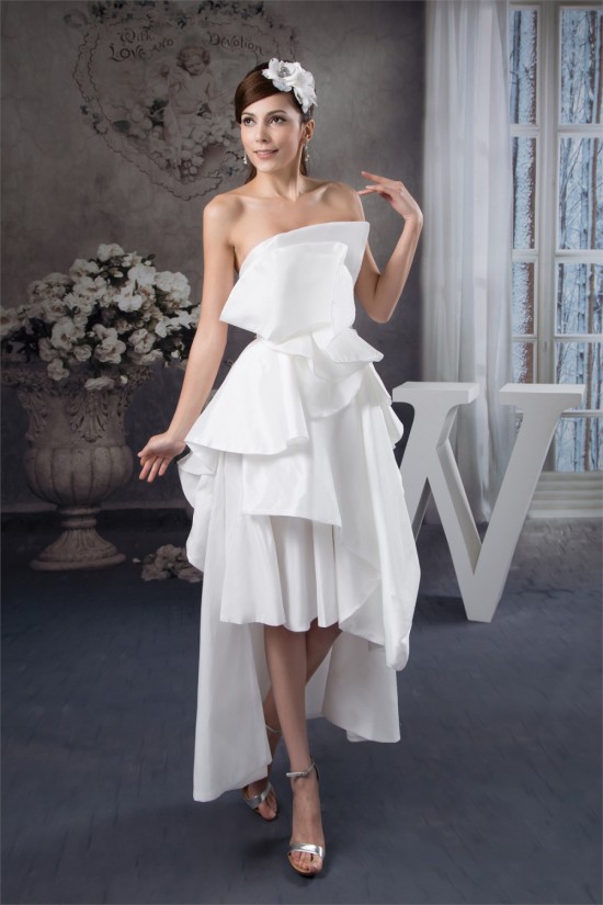 A-Line Strapless Ankle-Length Sleeveless Reception Wedding Dresses 2031521