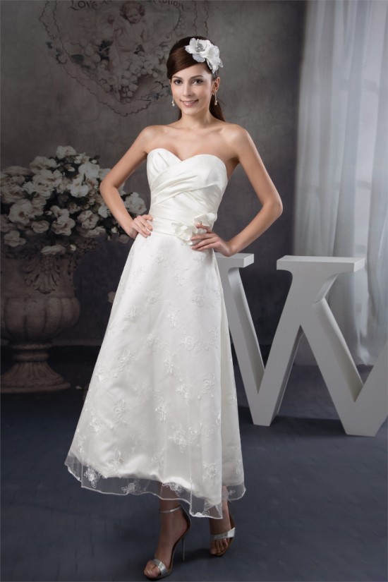 Attractive Sweetheart Sleeveless A-Line Tea Length Lace Little White Dresses 2031522 Attractive Sweetheart Sleeveless A-Line Tea Length Lace Little White Dresses 2031522
