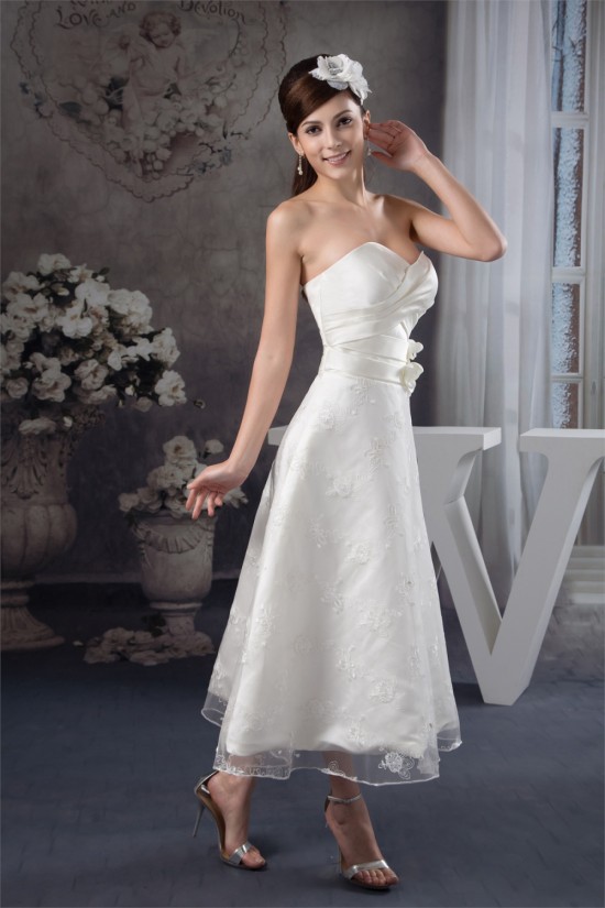 Attractive Sweetheart Sleeveless A-Line Tea Length Lace Little White Dresses 2031522 Attractive Sweetheart Sleeveless A-Line Tea Length Lace Little White Dresses 2031522