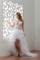 Fantastic Spaghetti Strap V-Neck Asymmetrical Satin Organza Beaded Wedding Dresses 2031524