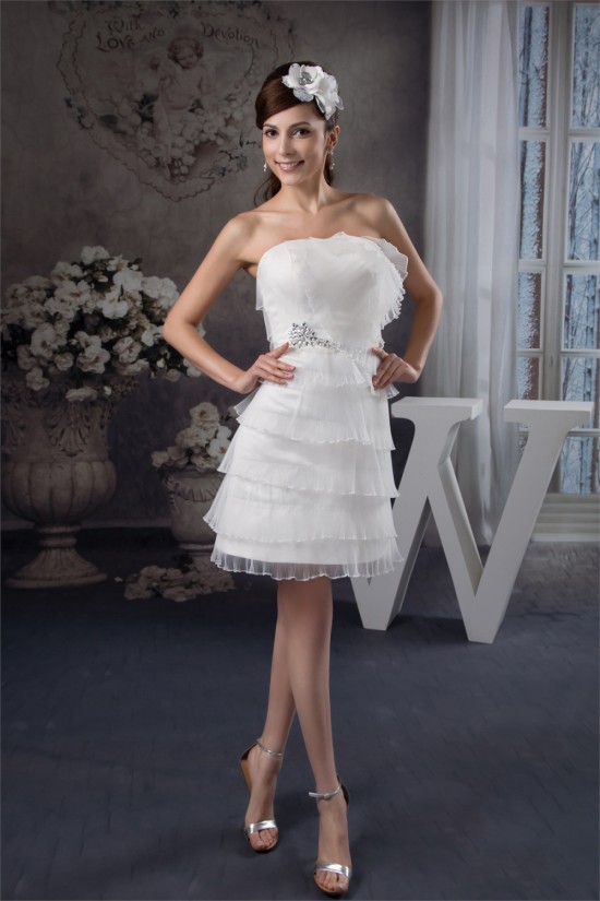 Short/Mini Sleeveless Strapless Beaded Sweet Wedding Dresses 2031527 Short/Mini Sleeveless Strapless Beaded Sweet Wedding Dresses 2031527