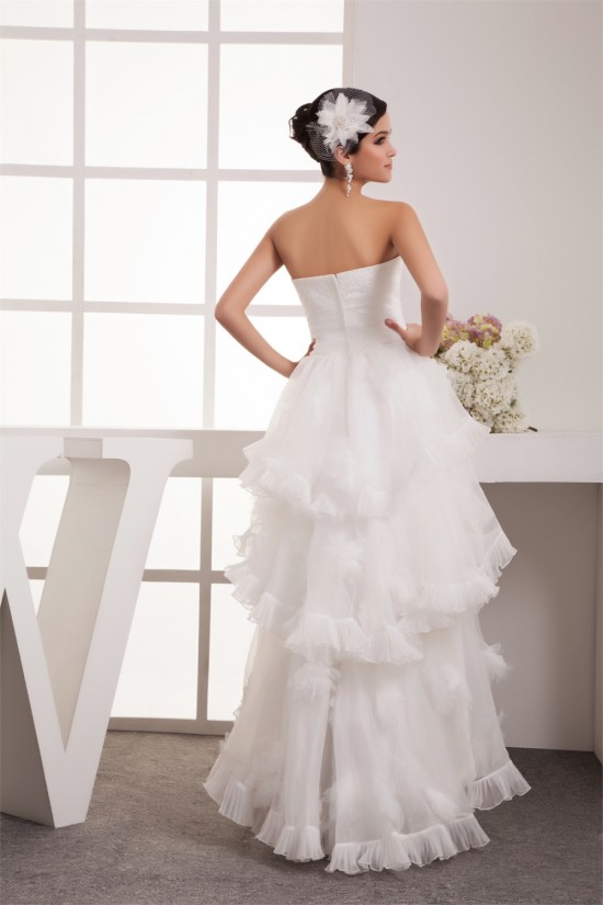 Satin Organza Taffeta A-Line Sweetheart High Low Wedding Dresses 2031529