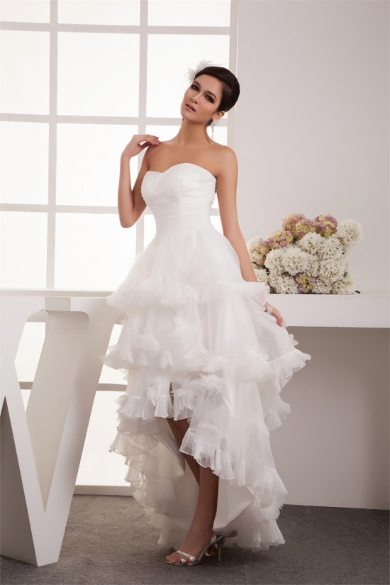 Satin Organza Taffeta A-Line Sweetheart High Low Wedding Dresses 2031529