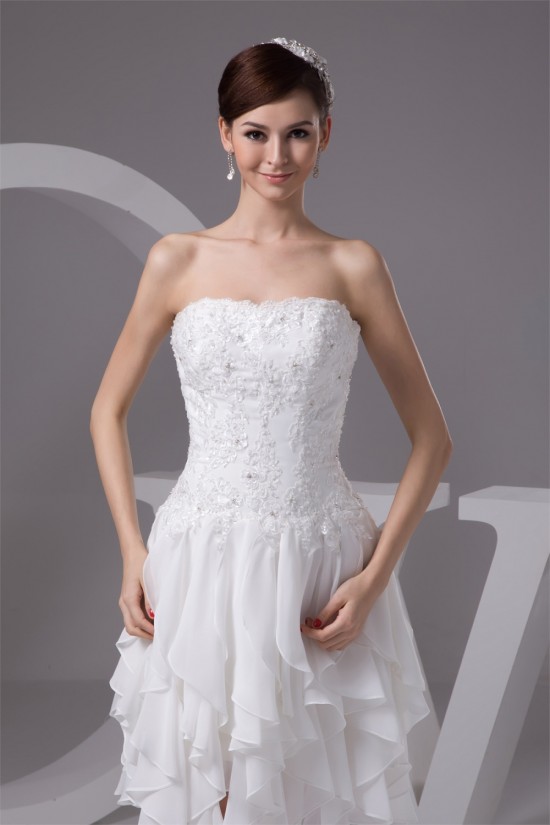 A-Line Strapless Chiffon Lace Beautiful Wedding Dresses with Jacket 2031530