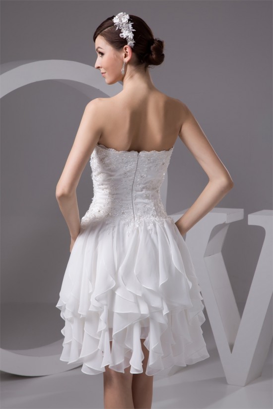 A-Line Strapless Chiffon Lace Beautiful Wedding Dresses with Jacket 2031530