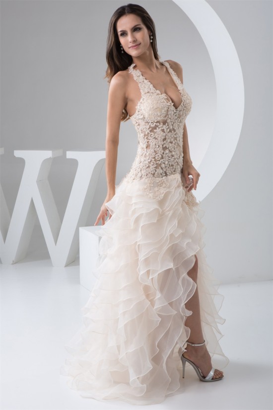 V-Neck Asymmetrical Sleeveless Ruched Satin Fine Netting Wedding Dresses 2031534 V-Neck Asymmetrical Sleeveless Ruched Satin Fine Netting Wedding Dresses 2031534