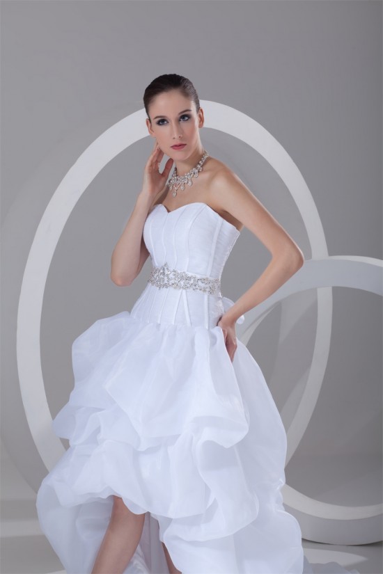 A-Line Satin Organza Sweetheart Embellished High Low Wedding Dresses 2031535 A-Line Satin Organza Sweetheart Embellished High Low Wedding Dresses 2031535