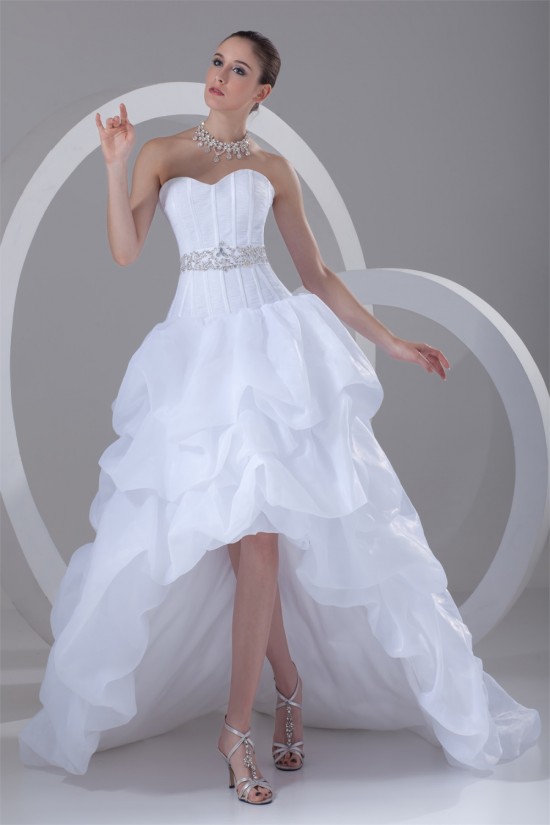 A-Line Satin Organza Sweetheart Embellished High Low Wedding Dresses 2031535 A-Line Satin Organza Sweetheart Embellished High Low Wedding Dresses 2031535
