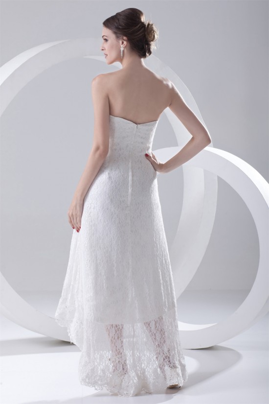 A-Line Soft Sweetheart Satin Lace Sleeveless High Low Wedding Dresses 2031536 A-Line Soft Sweetheart Satin Lace Sleeveless High Low Wedding Dresses 2031536