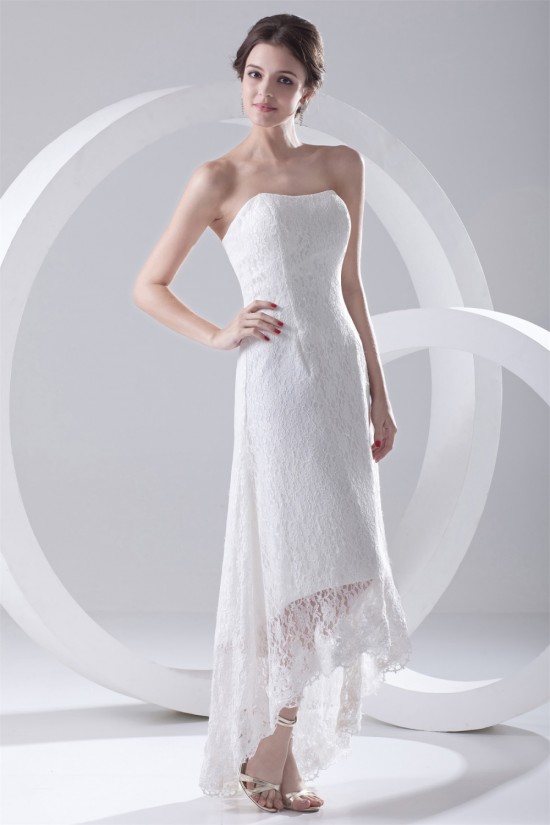 A-Line Soft Sweetheart Satin Lace Sleeveless High Low Wedding Dresses 2031536 A-Line Soft Sweetheart Satin Lace Sleeveless High Low Wedding Dresses 2031536