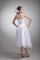 A-Line Sweetheart Beading Satin Net Sleeveless Tea-Length Wedding Dresses 2031537