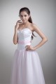 A-Line Sweetheart Beading Satin Net Sleeveless Tea-Length Wedding Dresses 2031537
