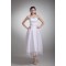 A-Line Sweetheart Beading Satin Net Sleeveless Tea-Length Wedding Dresses 2031537