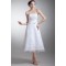 Beautiful Strapless Satin Lace A-Line Tea-Length Wedding Dresses 2031539
