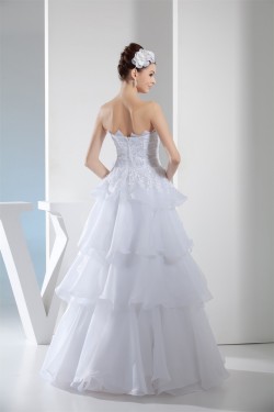 Sleeveless Satin Lace Organza Strapless Wedding Dresses 2030154