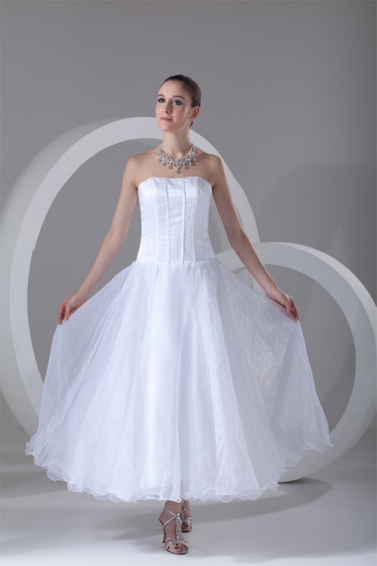 A-Line Strapless Satin Organza Wedding Dresses 2031542 A-Line Strapless Satin Organza Wedding Dresses 2031542
