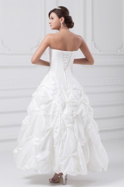 A-Line Strapless Taffeta Sleeveless Beaded Wedding Dresses 2031543