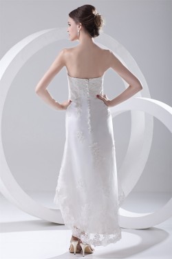 Satin Lace A-Line Soft Sweetheart Reception High Low Wedding Dresses 2031544