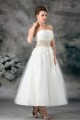 A-Line Sleeveless Strapless Ankle-Length Lace Wedding Dresses 2031547