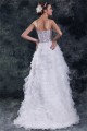 Unique Design V-Neck Satin Organza Lace A-Line High Low Wedding Dresses 2031548