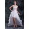 Unique Design V-Neck Satin Organza Lace A-Line High Low Wedding Dresses 2031548