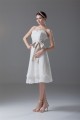 A-Line Strapless Satin Lace Sleeveless Short Wedding Dresses 2031549