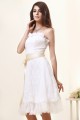 Wonderful Strapless Satin Lace Sleeveless A-Line Knee-Length Short Wedding Dresses 2031550