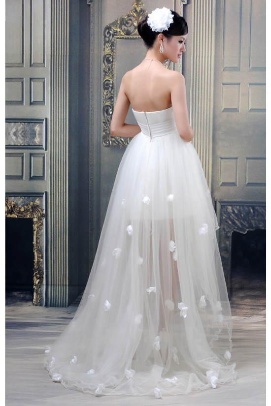 A-Line High Low Strapless Wedding Dresses 2031553