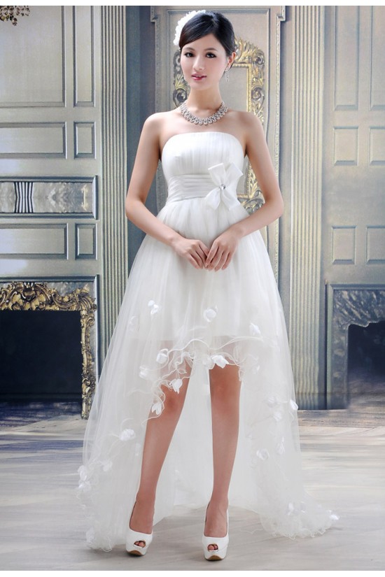 A-Line High Low Strapless Wedding Dresses 2031553